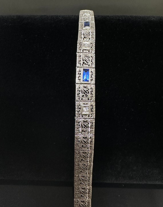 ART DECO Sapphire & Diamond Bracelet - image 10
