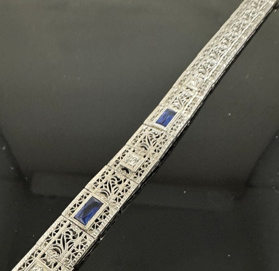 ART DECO Sapphire & Diamond Bracelet - image 5