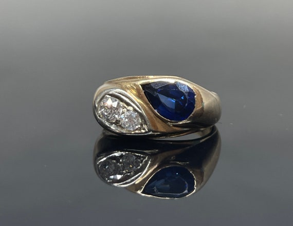 Antique 14k Sapphire & Diamond Ring 1900s - image 7