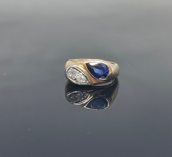 Antique 14k Sapphire & Diamond Ring 1900s - image 1