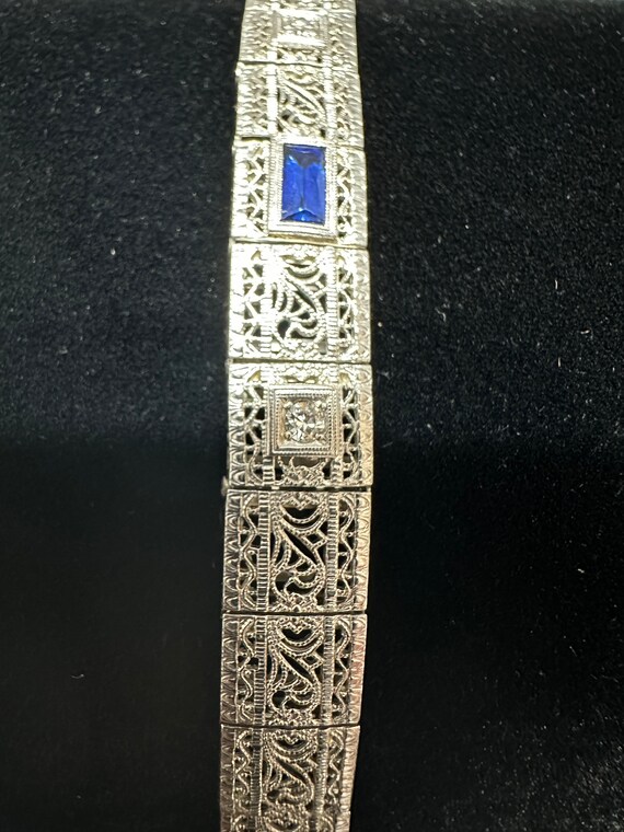 ART DECO Sapphire & Diamond Bracelet - image 6