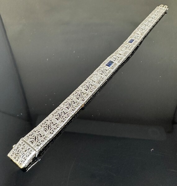 ART DECO Sapphire & Diamond Bracelet - image 3