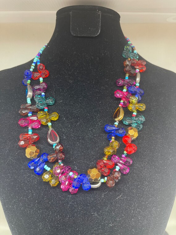 Cute Multi Color Double Lined Necklace - image 2