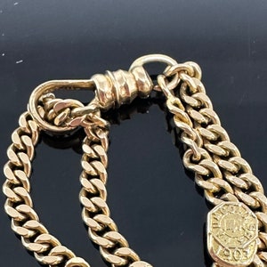 Exceptional 1907 Late Victorian 14k Gold Slide Watch Chain Necklace