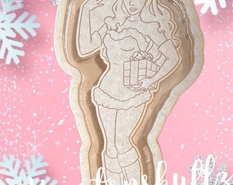Vintage Christmas Betty Pinup Mold  - EXCLUSIVE DESIGN Xmas Betty Page Mold - 7” Santa Girl Mold