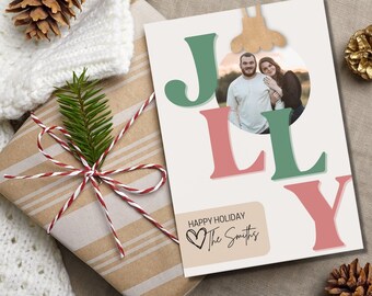 Be Jolly - Christmas card template - Canva template - Holiday card - Family pictures