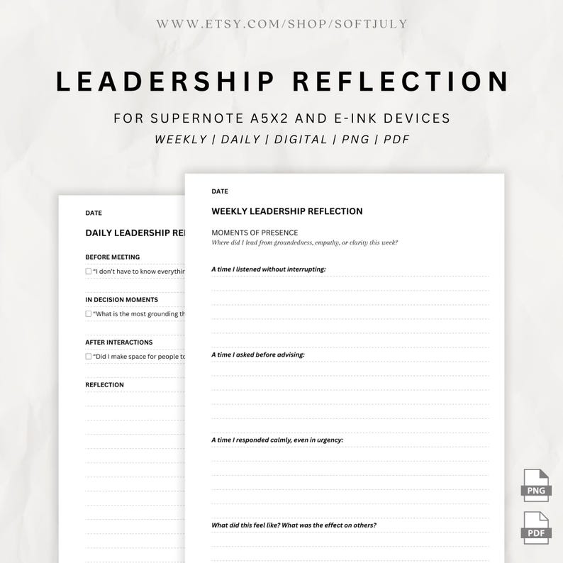 Performance Reflection Template.pdf Leadership Reflection Template – Supernote A5X2, Daily & Weekly (PDF ...