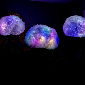 SET OF THREE rainbow, cloud lights, hanging cloud, night light, multi color, led light, nursery decor, cloud decor, cloud lamp, Christmas