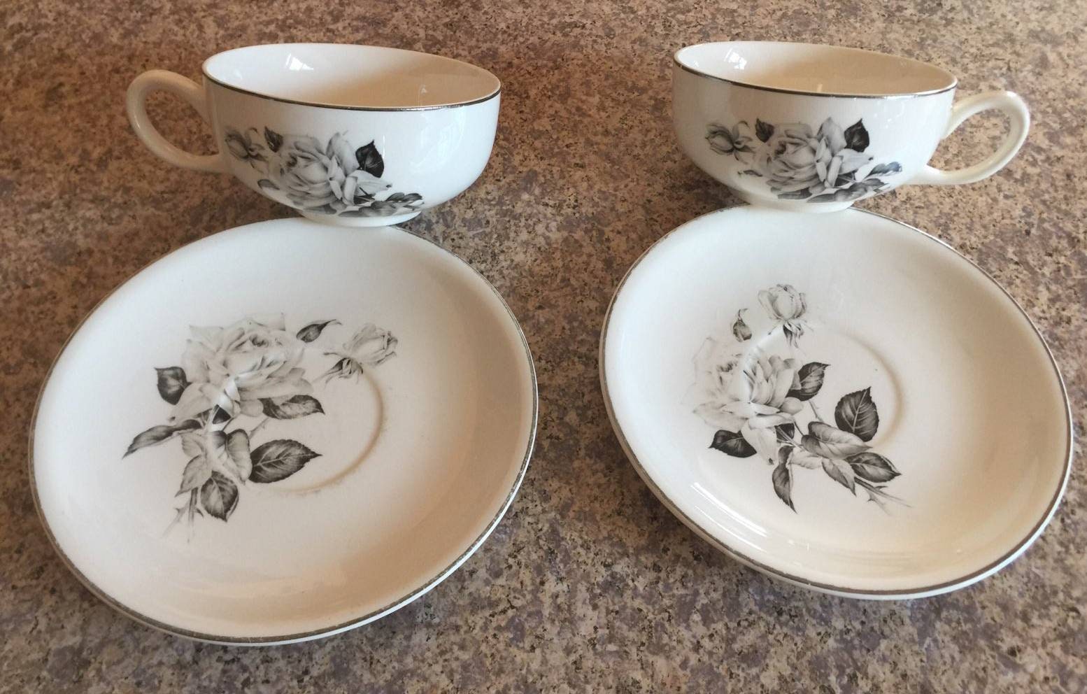 The Paden City Pottery Company 1950s Platinum Rose set of 2 Etsy