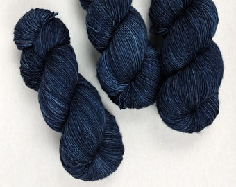 Paper Plane - deep black-toned navy blue tonal semisolid hand dyed yarn - fingering sock weight - 115 grams - dyed to order