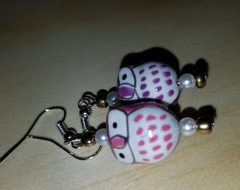 Purple and Mauve Owl Earrings