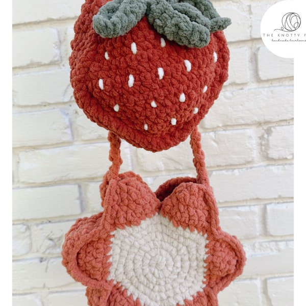 Sweet Thang and Groovy Babe crochet purse patterns - bag - toddler - modern - crossbody - chunky - blanket yarn - flower - retro -strawberry