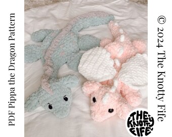Lot de patrons au crochet - Shyer le monstre marin et Pippa le dragon PDF - lovey - mystique - laine pour couverture - amigurumi