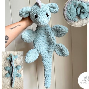 Shyer the Sea Monster Crochet Pattern - Nessie - lochness monster - lovey - amigurumi - baby - flat - blanket yarn