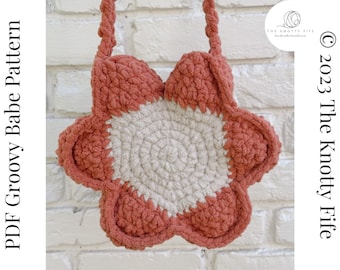 Modèle de sac à main au crochet Groovy Babe - enfant en bas âge - sac - moderne - cadeau - bandoulière - fleur - boho - trapu - rétro