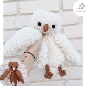 Opal the Owl - PDF Crochet Pattern - flat - lovey - baby - amigurumi - blanket yarn - fluffy