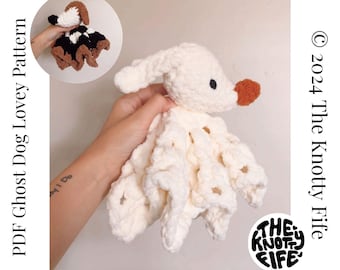 Ghost Dog Lovey PDF Crochet Pattern - Baby gift - Zero - Nightmare - Spooky - Halloween - Decor - Puppy