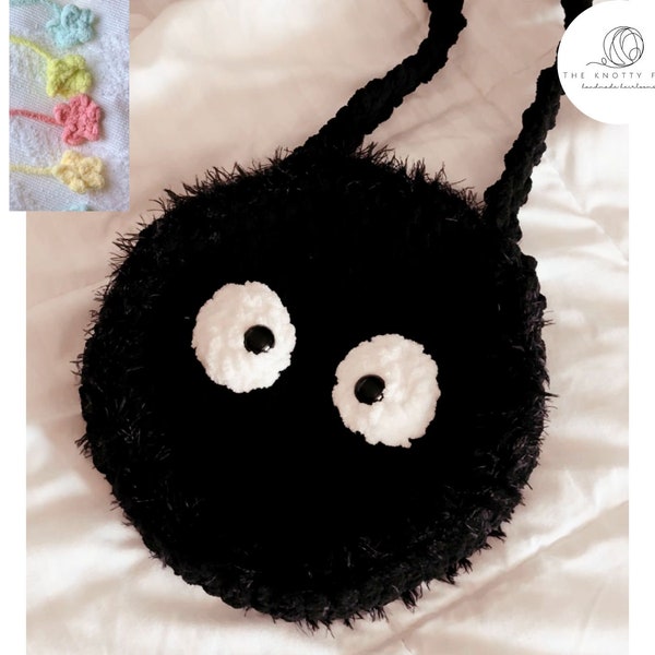 Soot Spirit Crochet Bag Pattern - Purse - Crossbody - Soot Sprite - Studio Ghibli - Spirited Away - My Neighbor Totoro - Anime - Market Bag