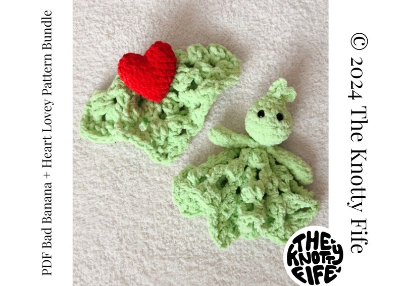 Heart and Bad Banana Lovey PDF Crochet Pattern Bundle Baby Gift Love