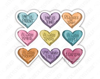 Waterproof Sticker - Convo Hearts - Love is Kind
