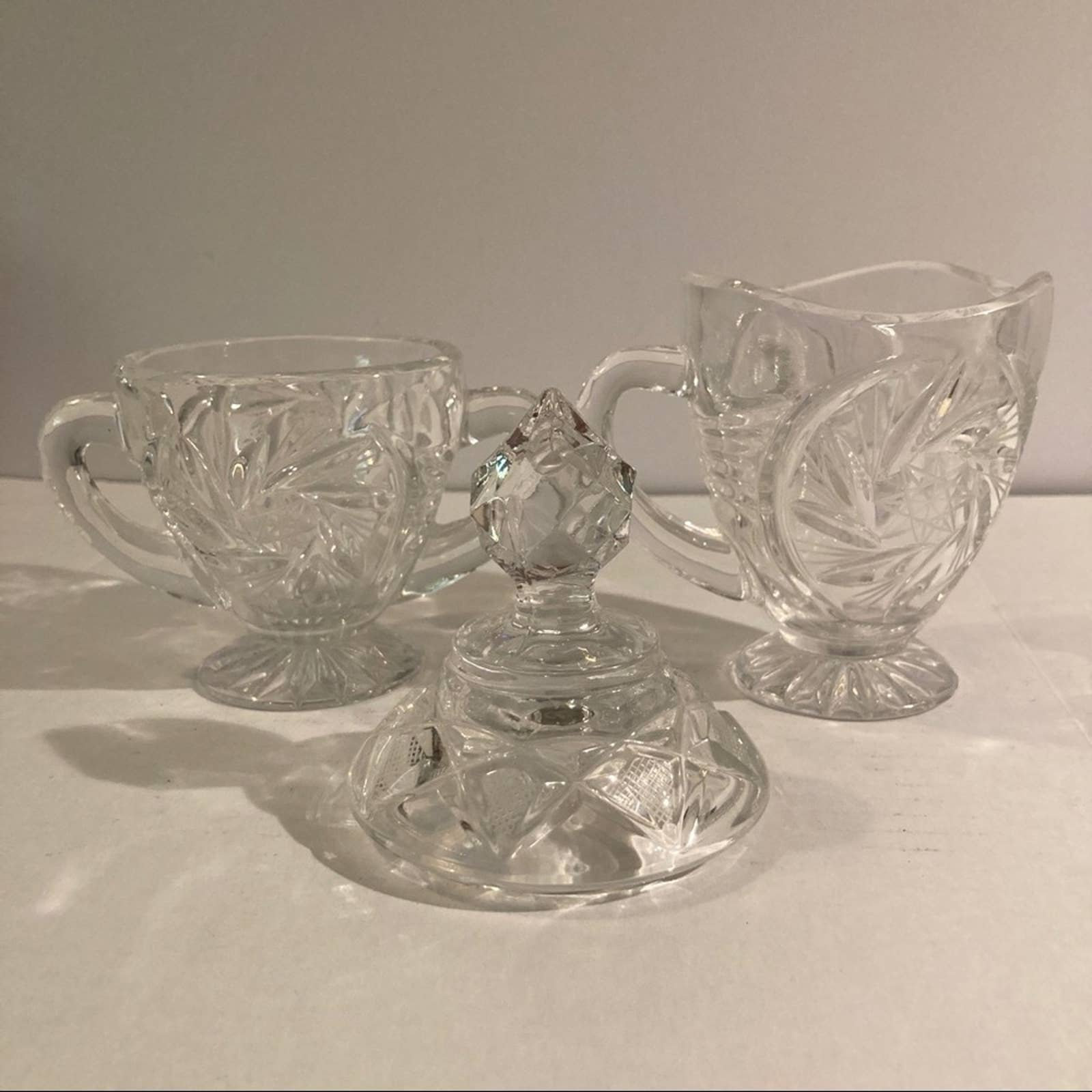 VTG Hobstar Pinwheel Crystal Creamer & Sugar Etsy