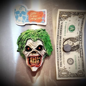 Eddie from iron maiden inspired joker variant refrigerator magnet