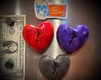 Fractured heart broken love purple, pink,or midnight stars version refrigerator magnet