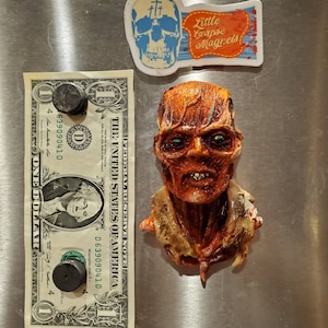 Peeled face hellraiser frank inspired large gore refrigerator magnet