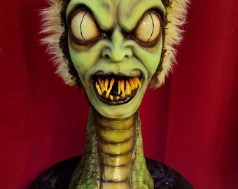Snake beetlejuice inspired xxl Halloween collectible prop bust with quarter snake body