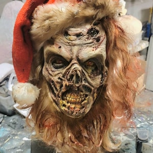 Full size zombie santa claus prop bust with stand
