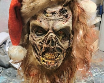 Full size zombie santa claus prop bust with stand