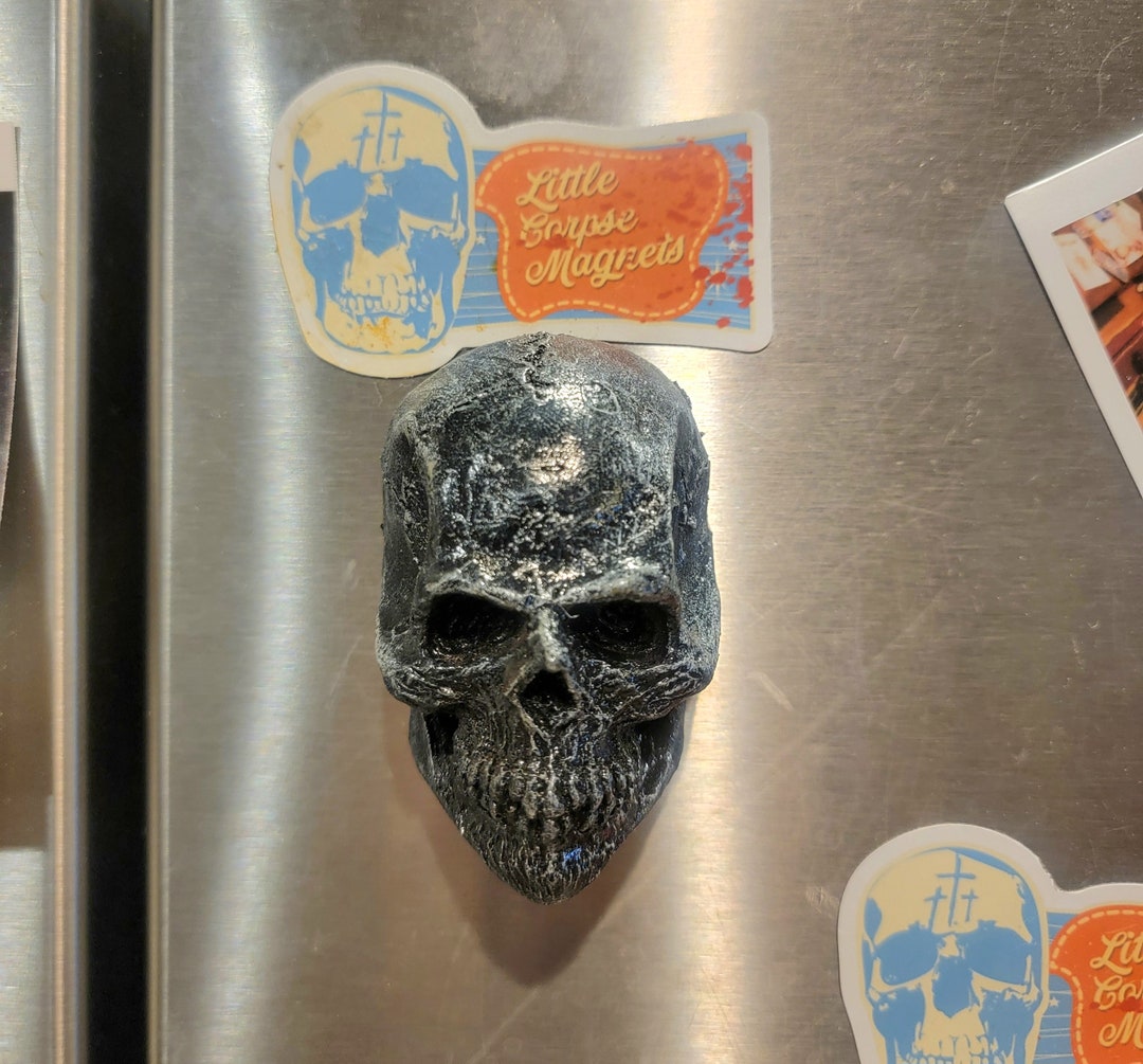 Black Skull Resin Refrigerator Magnet - Etsy