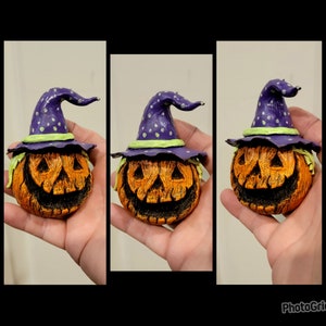 Grand aimant pour réfrigérateur citrouille d&#39;halloween magicien en résine