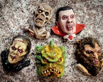 The squad of monsters inspired 5 piece resin refrigerator magnet set