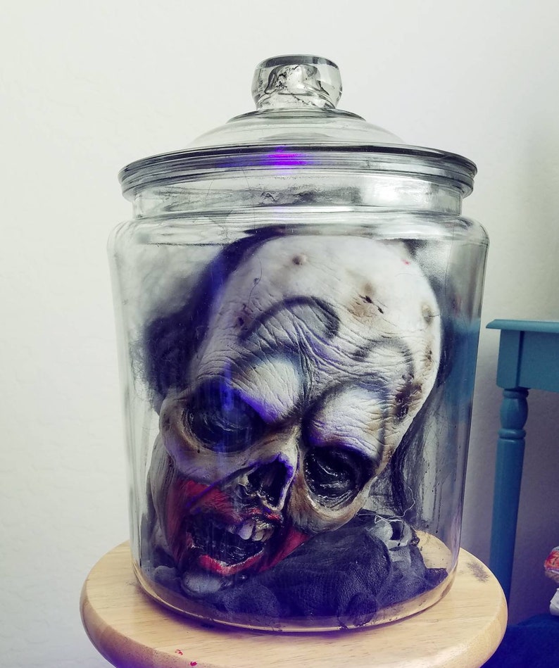 Full Size Prop Zombie Head In Apothecary 2 Gallon Glass Jar Etsy