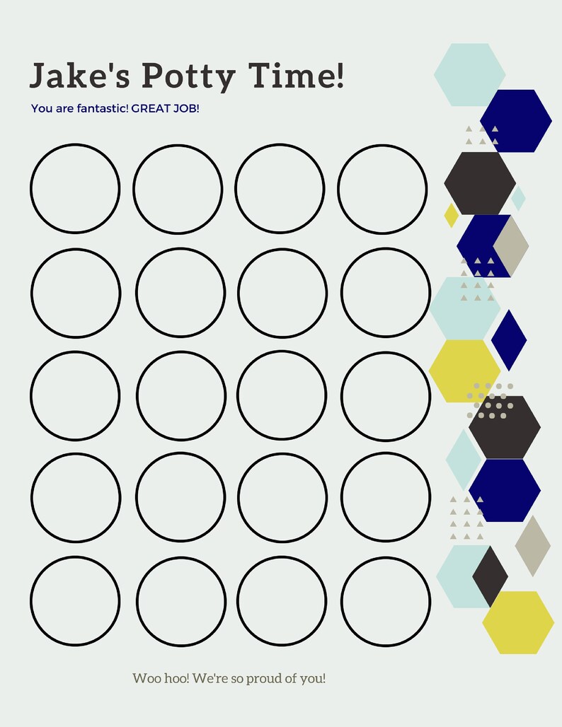 Editable Potty Chart / Potty Training Printable / Digital Etsy