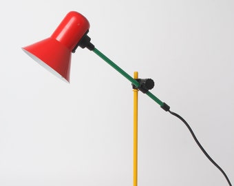 Veneta Lumi lamp from the 80s (2/93) in Memphis style, postmodern design, red green yellow blue lacquered metal