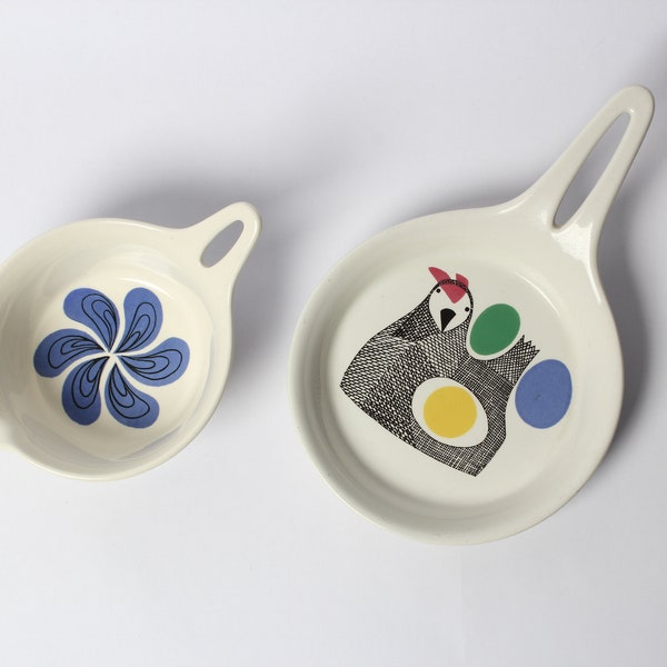 2 Figgjo Flint Norway A LA CARTE pans, ceramic pans, vintage Scandinavian design pots, Norwegian design, vitrified ceramic