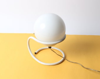 70s orange table lamp, white lacquered metal