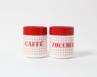 Coffee and sugar jars from the late 80s, postmodern design made in Italy