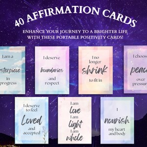 Jeu de cartes numériques imprimables avec affirmation | cartes d'affirmations, estime de soi, confiance en soi, soins personnels, décoration de bureau de thérapie, amour de soi, cbt