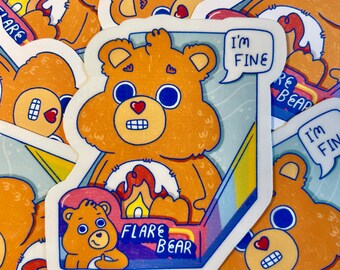 Flare Bear Chronic Illness Waterproof Vinyl Sticker