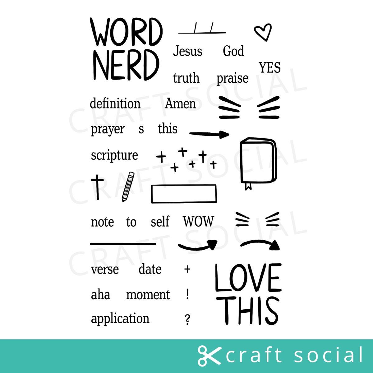 Word Nerd 聖書研究用クリアスタンプセット：聖書ジャーナリング 