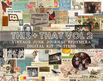 This + That Vol 2 Vintage Ephemera Pack | Junk Journal Digital Kit