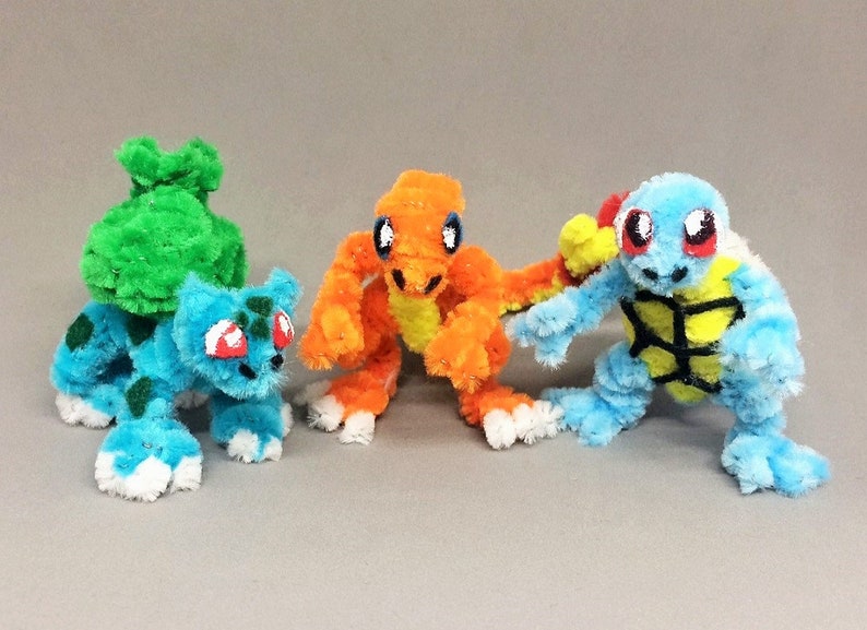 Pipe Cleaner Pokemon Figurine Bulbasaur Charmader Squirtle Etsy
