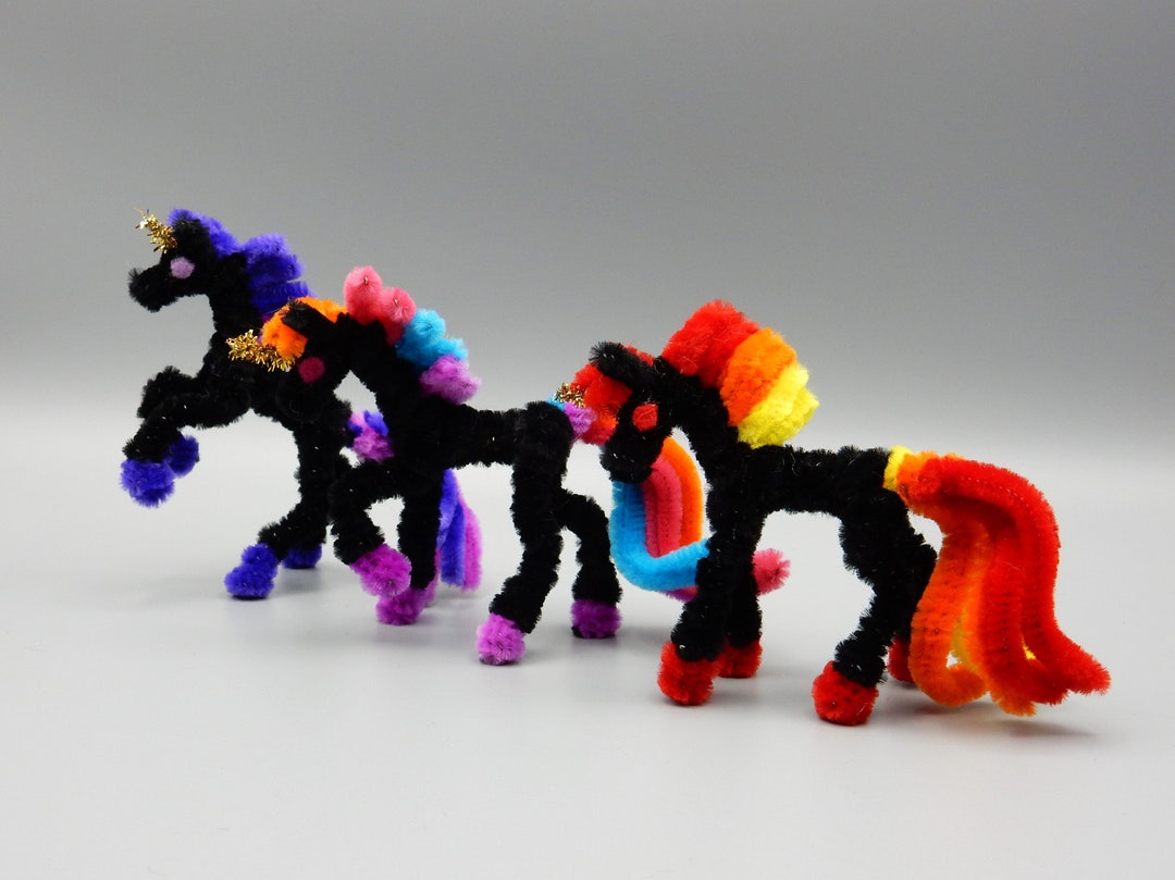 Handmade Poseable Mini Pipe Cleaner Unicorn Figurines Black Etsy UK