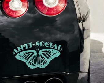 Anti-Social Butterfly Decal: Sarcastic Introvert Bumper Sticker