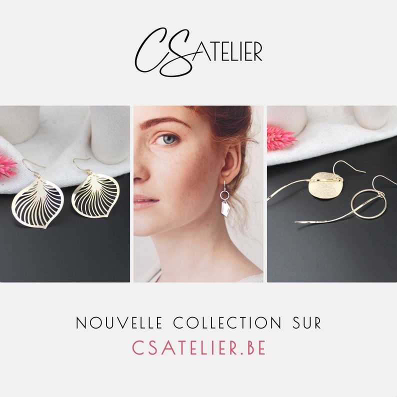 FEUILLAGE Boucles d'oreilles avec clips invisibles pour oreilles non percées Bijou mariage feuille or et argent image 5