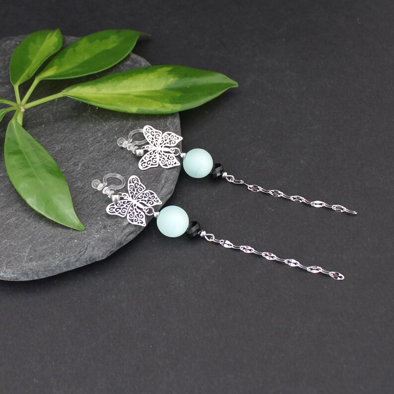 Lightweight stylish dangle earrings Invisible clip-on or steel ear hooks Chinese Butterfly earrings for pierced or non-pierced ears