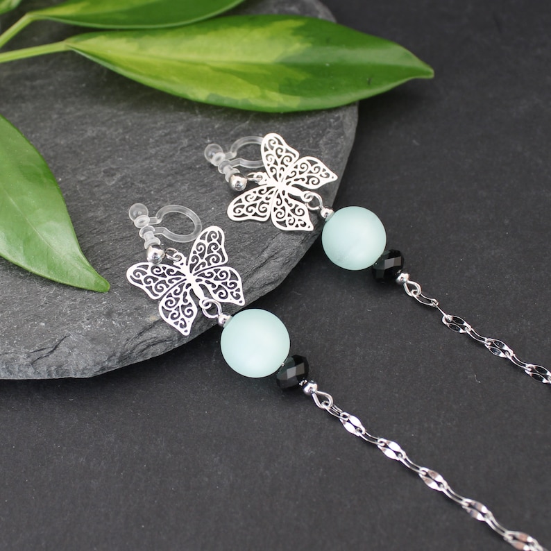 Lightweight stylish dangle earrings Invisible clip-on or steel ear hooks Chinese Butterfly earrings for pierced or non-pierced ears